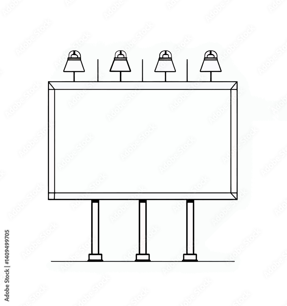 Obraz premium Billboard outline with lights on white background