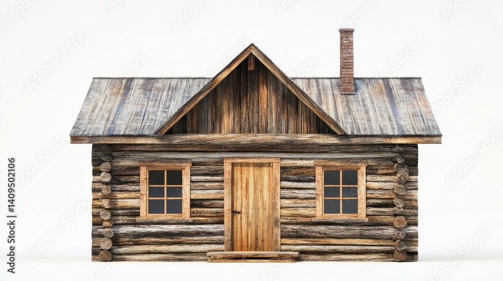 log cabin with windows
