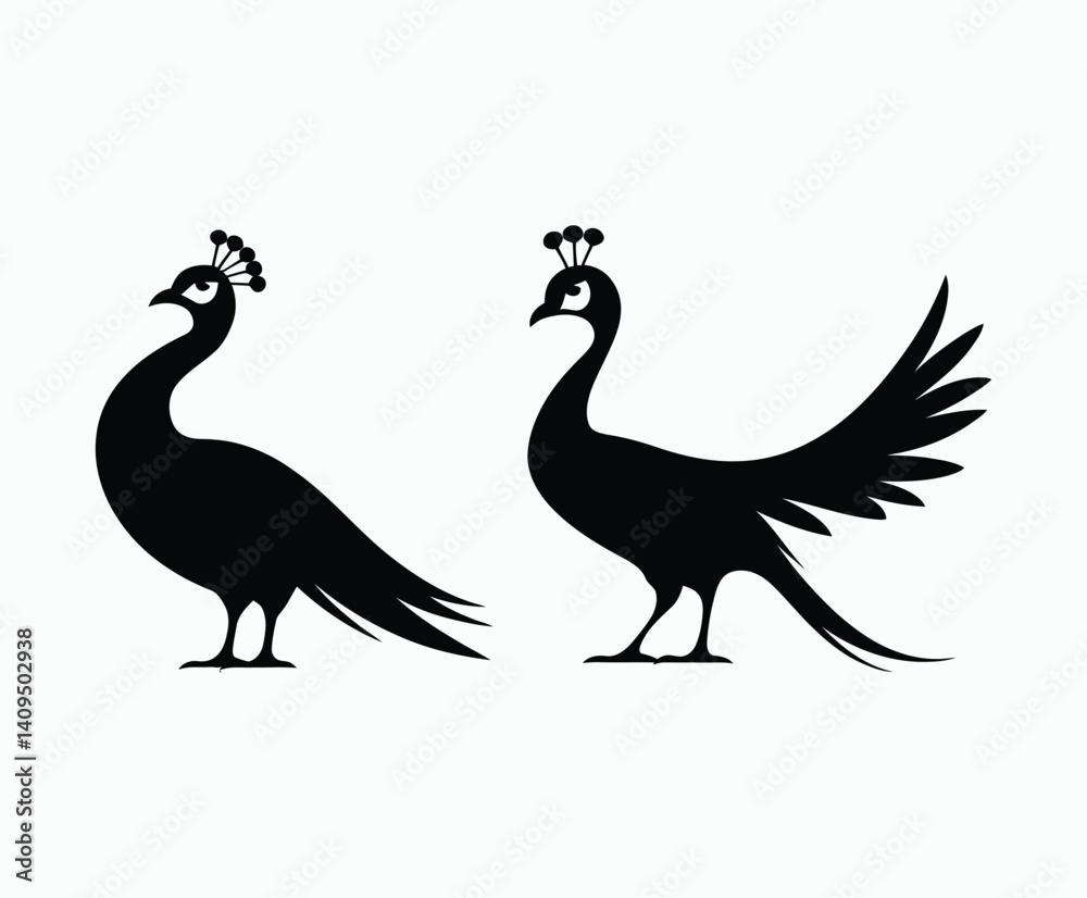 Fototapeta premium Elegant Peacock Silhouette EPS Template