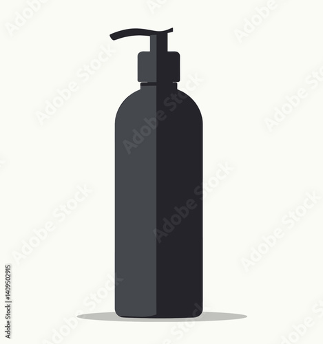 Dark gray pump bottle with shadow on white background