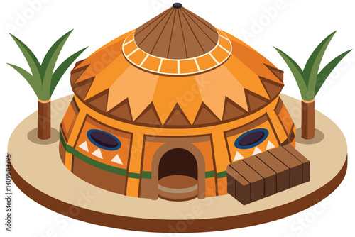 Vector cartoon illustration of an orange pumpkin home icon for autumn design