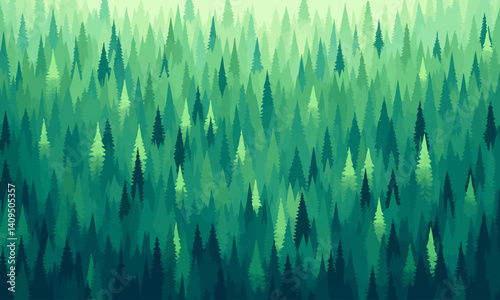 Green Forest Canopy: Abstract Evergreen Tree Pattern