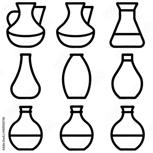 stylized, black-line illustrations of glass oil or vinegar cruets.