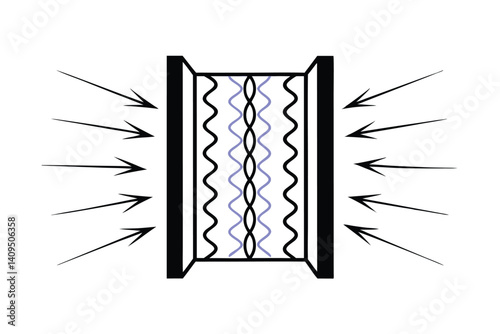 Pressure On Wavy Membrane Structure Illustrated With Arrows Isolated On White Background Displaying Forces And Materials Concept