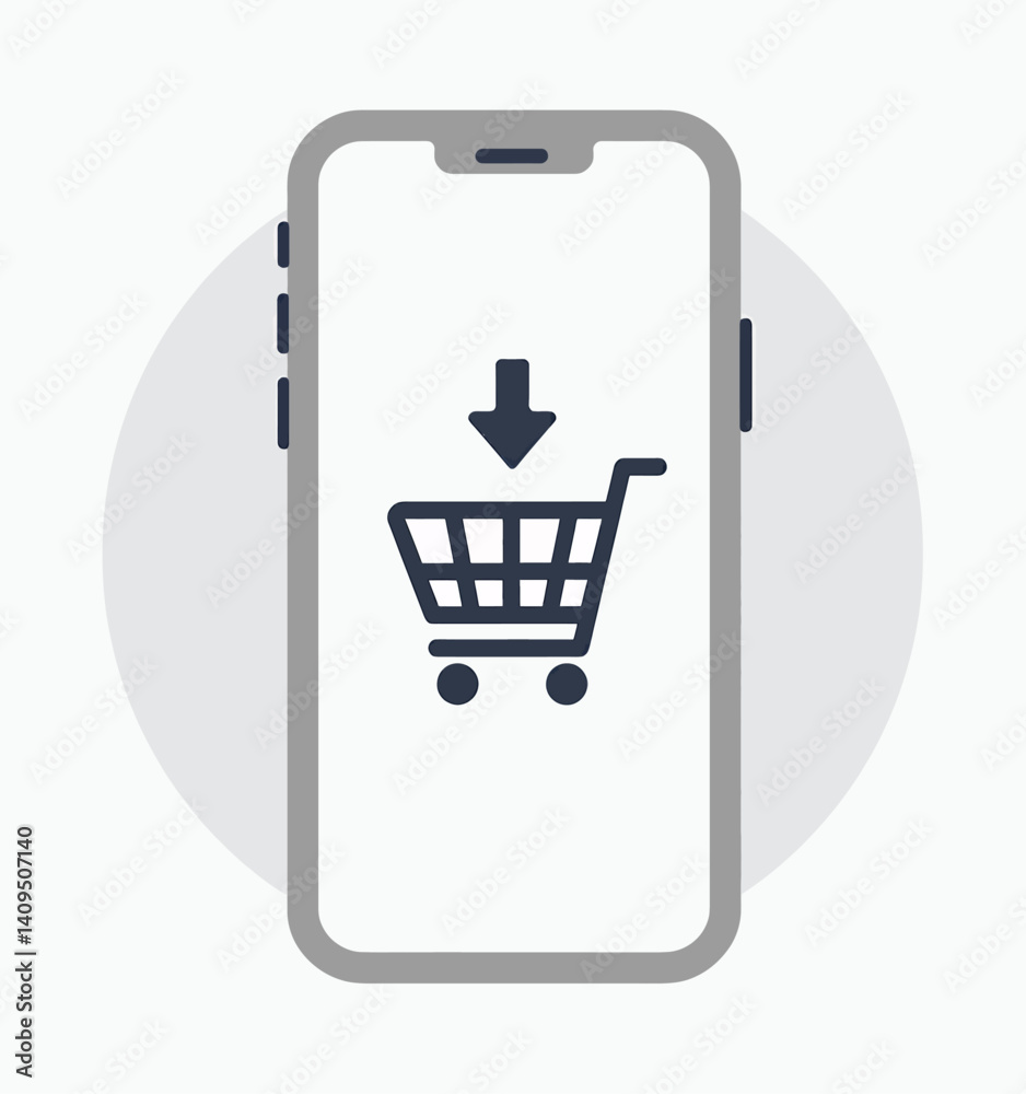 Mobile phone with shopping cart icon for online shopping Mobile phone with shopping cart icon for online shopping