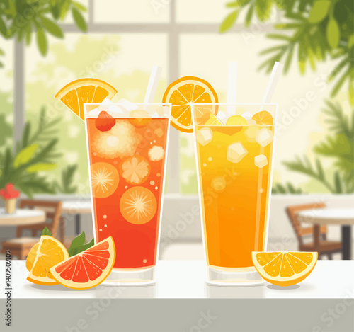 Refreshing Orange Juice and Grapefruit Spritzer Drinks