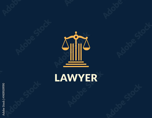 Scales of Justice Lawyer Logo on Blue Background