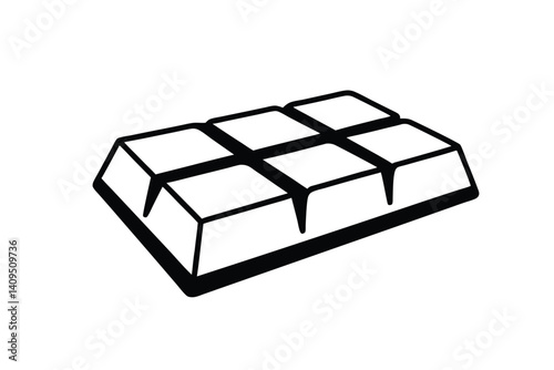 Minimalist Black And White Chocolate Bar Graphic Design Sweet Treat Dessert Concept Indulgent Icon Confectionery Template Isolated