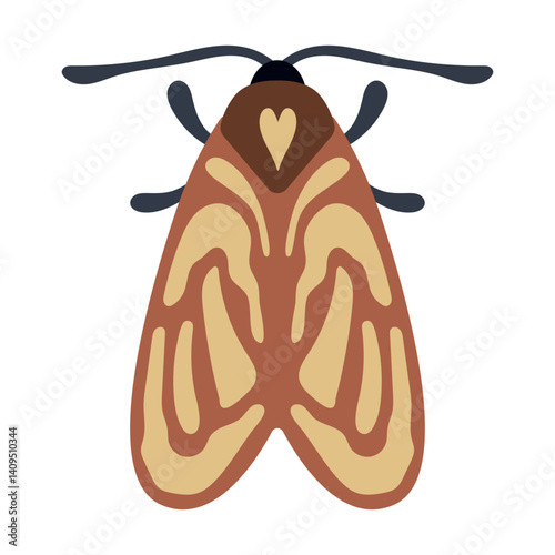 Stylized Moth isolated Vector Illustration. The design highlights natural beauty and symmetry, suitable for artistic and decorative use.
