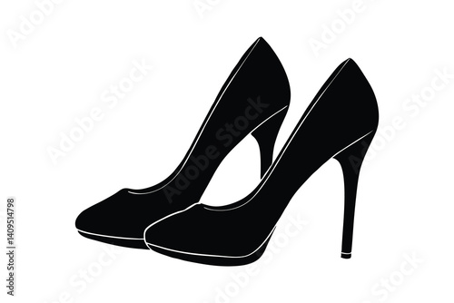 fashionable women shoes silhouette vector illustration