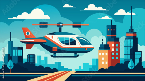 The advanced technology behind the air taxi highspeed network ensures a safe and seamless experience for commuters taking the stress out of urban travel.. Vector illustration