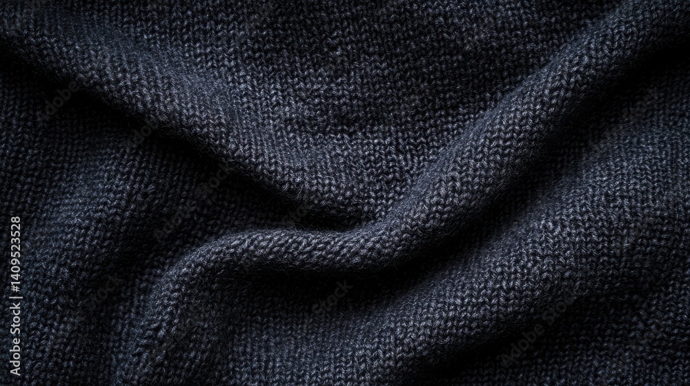 Fototapeta premium Black fabric texture background. Dark clothing material.