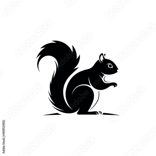 squirrel silhouette logo vector line art logo design
