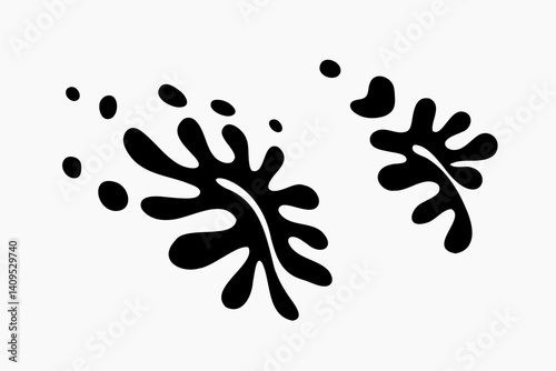 Random Shapes Organic Black Blobs Set. Outline 2d vector image. Sticker for social media. Backdrop.