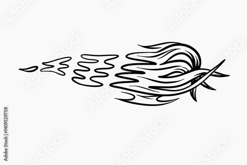 Random Shapes Organic Black doodle. Outline 2d vector image. Sticker for social media. Backdrop.