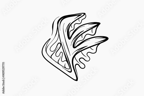 Random Shapes Organic Black doodle. Outline 2d vector image. Sticker for social media. Backdrop.