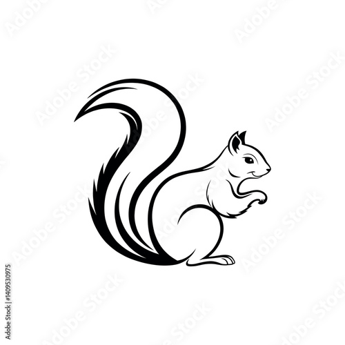 squirrel silhouette logo vector line art logo design
