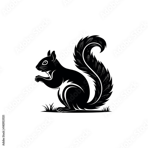 squirrel silhouette logo vector line art logo design
