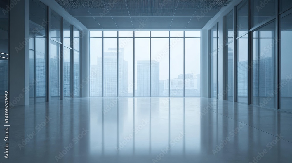 Fototapeta premium A modern office with glass walls, interior design photography, a large open space.