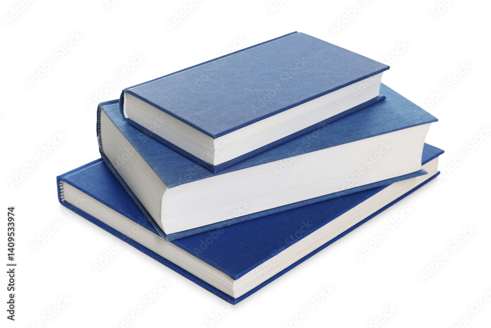 Stack of hardcover books isolated on white