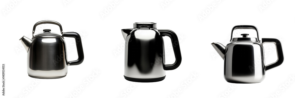 Obraz premium Modern kettles showcase kitchen on transparent background