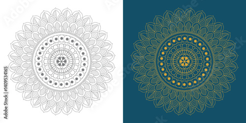Circular pattern in the form of a mandala. Henna tatoo mandala. Mehndi style. Decorative pattern in oriental style. Coloring book page.