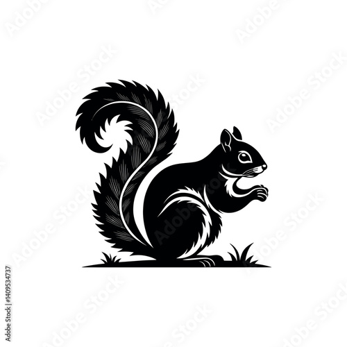 squirrel silhouette logo vector line art logo design
