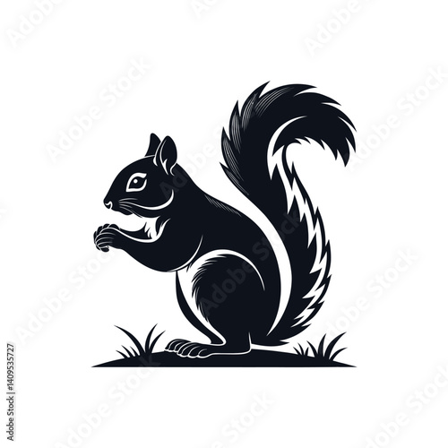 squirrel silhouette logo vector line art logo design
