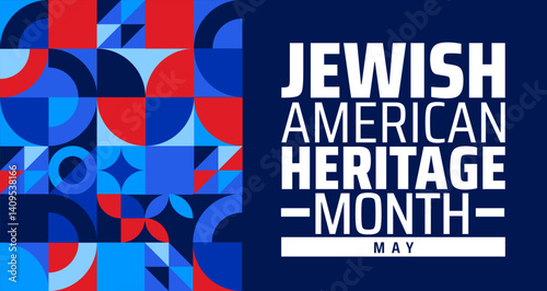 Jewish American Heritage Month geometric shape pattern background banner or poster design template. observed every year in May. Holiday concept. Use to any Template, card, poster, placard, template.