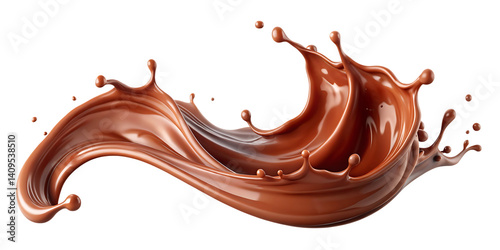   liquid sweet chocolate cream splash wave isolated on white background PNG , AI GENERATED
