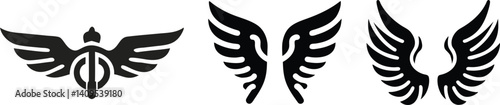 Stylized Wing Icon Set: Angelic and Minimalist Designs
