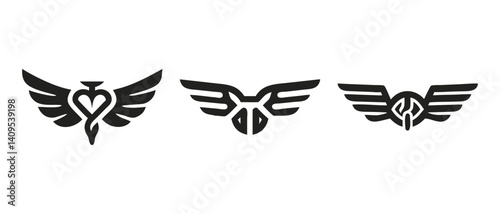 Stylized Wing Icon Set: Angelic and Minimalist Designs