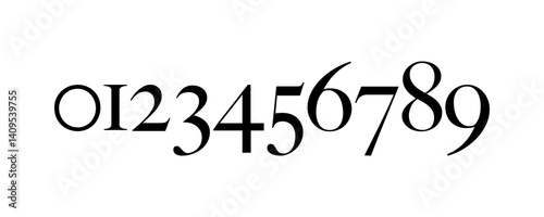 Numbers. Modern Geometric Numbers Set from 0 to 10
