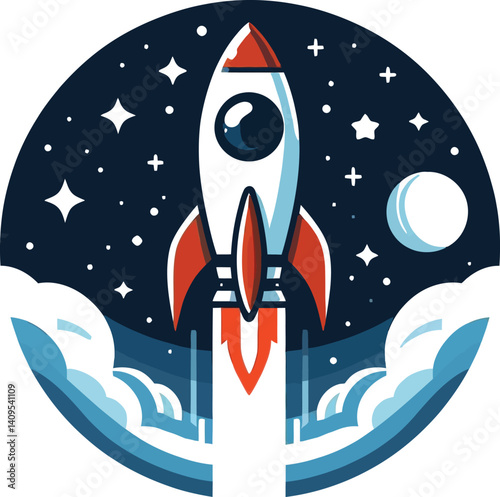 cartoon rocket in space