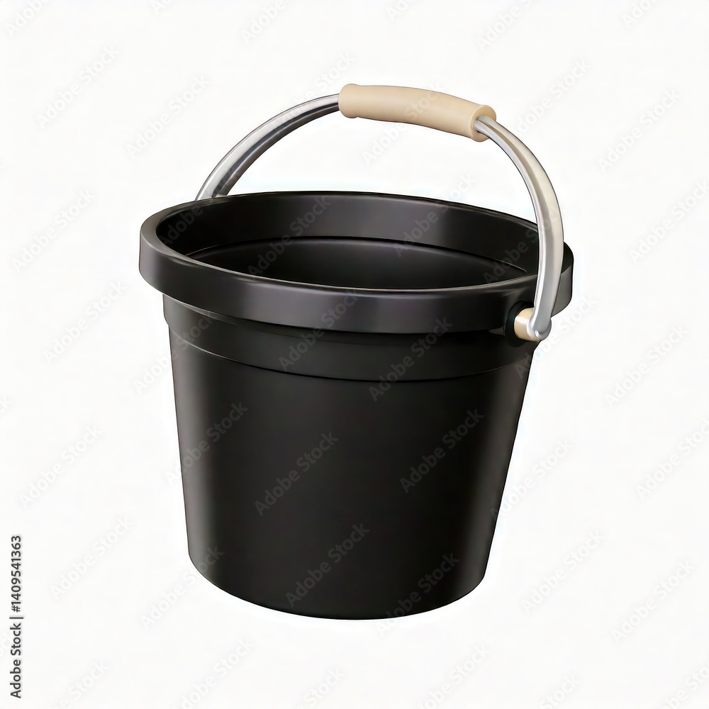 Black Plastic Bucket with Metal Handle: A Simple, Clean Image Black Plastic Bucket with Metal Handle: A Simple, Clean Image