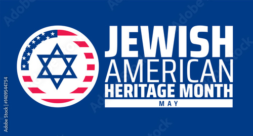 Jewish American Heritage Month American flag background banner or poster design template. observed every year in May. Holiday concept. Use to any Template, card, poster, placard, template.
