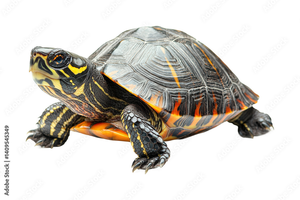 Fototapeta premium Captivating turtle encounter aquatic habitat wildlife natural environment perspective. Isolated on transparent background, png.