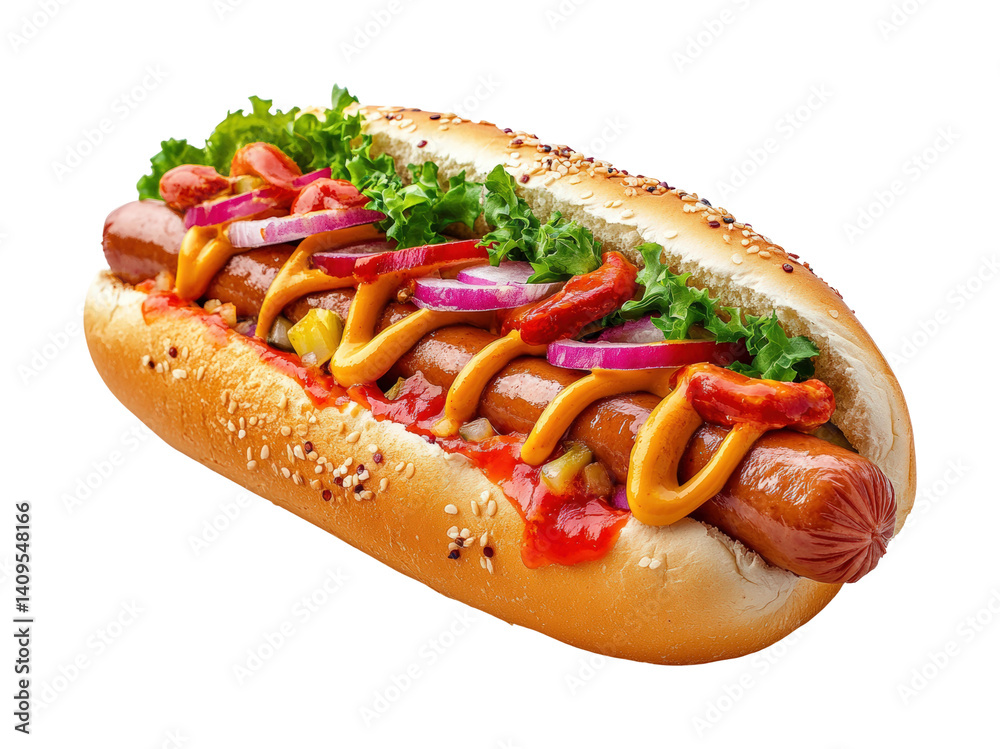 Enjoying a delicious hot dog feast at the park food. Isolated on transparent background, png. Enjoying a delicious hot dog feast at the park food. Isolated on transparent background, png.