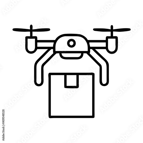 Drone delivery service with package vector icon unmanned aerial vehicle for fast shipping and logistics