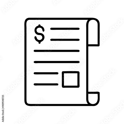 Outline invoice document accounting finance bill payment receipt business dollar icon vector design