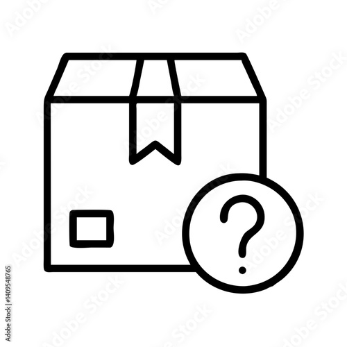 Unknown package delivery box shipping order question mark help support assistance service line icon