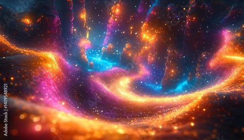 Abstract cosmic landscape swirls
