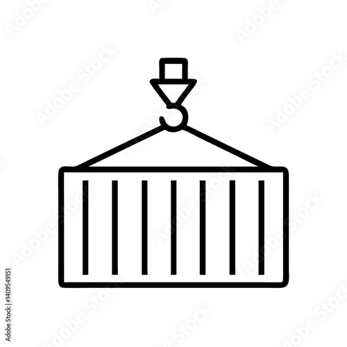 Container shipping cargo freight logistics import export transportation industry line icon vector illustration