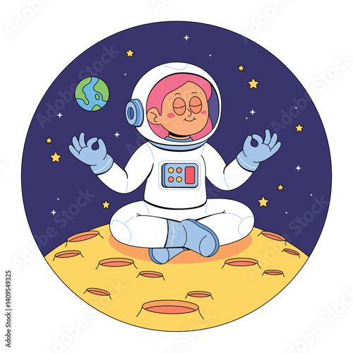 Female Astronaut Doing Yoga on the Moon