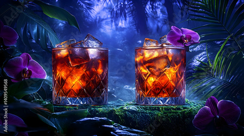 Dark and enchanting cocktails, nestled amongst a lush tropical jungle.