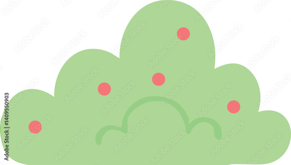 Fototapeta premium Cute Forest Tree Illustration with Red Fruit Open