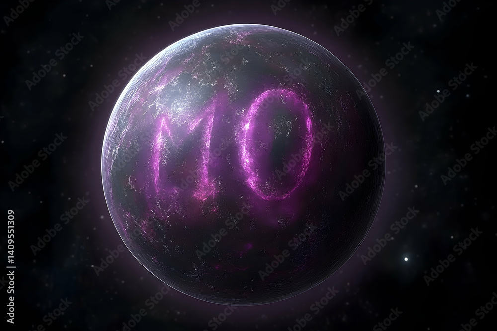 Fototapeta premium Cosmic planet displaying the word