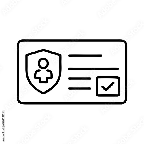 Identity card document with security shield and user icon for identification and verification