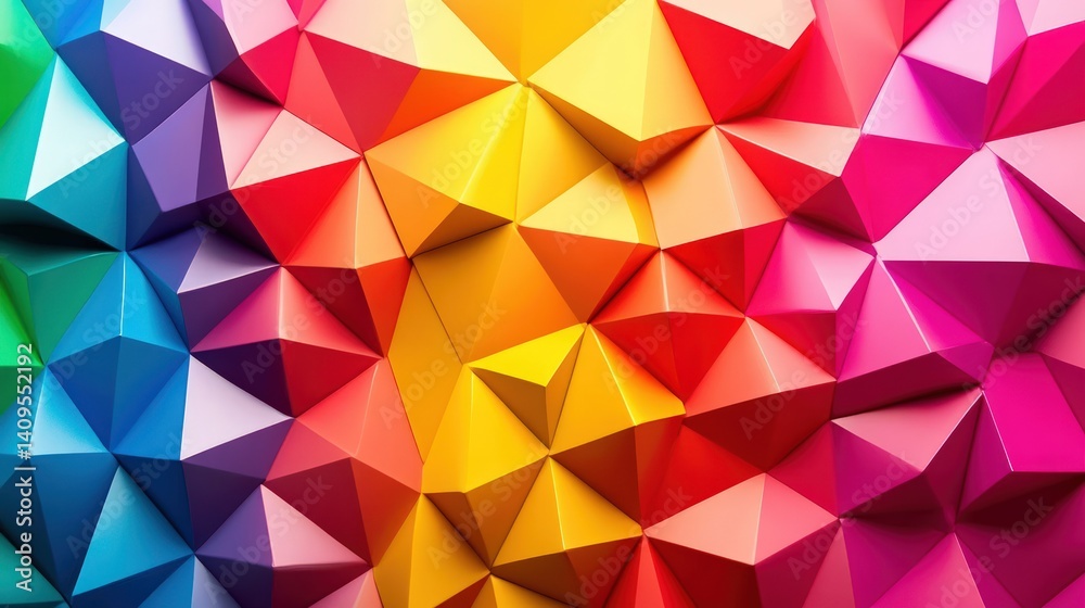 Fototapeta premium Vibrant Rainbow Geometric Abstract Low Poly Background