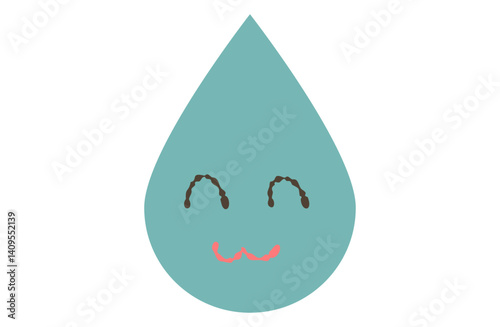 Smiling Water Droplet with Cute Face